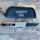 SANITY JEWELRY® D2 Steel 8" Frank Nitti Medium - "Prohibition Series" - Tanto Serrated Galvanized - MGTR