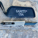 SANITY JEWELRY® D2 Steel 8" Frank Nitti Medium - "Prohibition Series" - Tanto Smooth Galvanized - MGTS