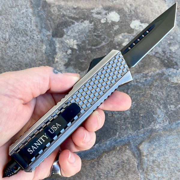 SANITY JEWELRY® D2 Steel 8" Frank Nitti Medium - "Prohibition Series" - Tanto Smooth Galvanized - MGTS