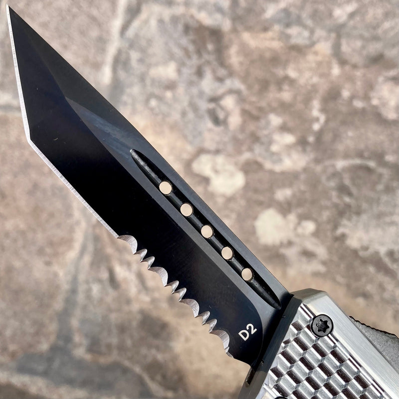 SANITY JEWELRY® D2 Steel 8" Frank Nitti Medium Titanium Plated - "Prohibition Series" - Tanto Serrated Chrome - MCTR