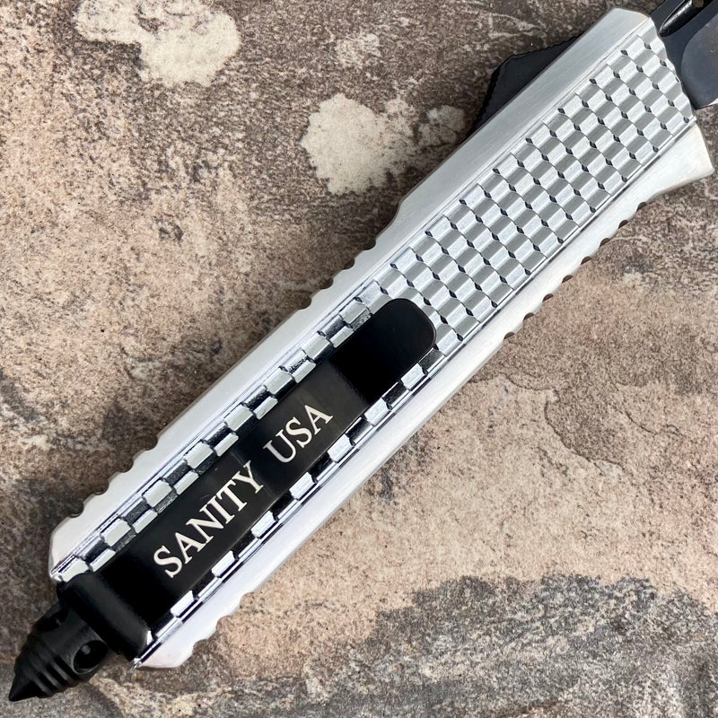 SANITY JEWELRY® D2 Steel 8" Frank Nitti Medium Titanium Plated - "Prohibition Series" - Tanto Serrated Chrome - MCTR