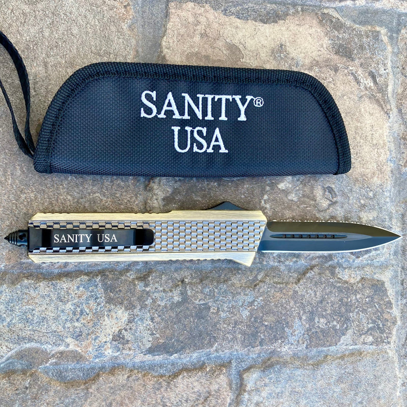 SANITY JEWELRY® D2 Steel 9.5" Frank Nitti Large - "Chicago Series" - Double Sided Serrated Brass - LBRADSR