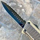 SANITY JEWELRY® D2 Steel 9.5" Frank Nitti Large - "Chicago Series" - Double Sided Serrated Brass - LBRADSR