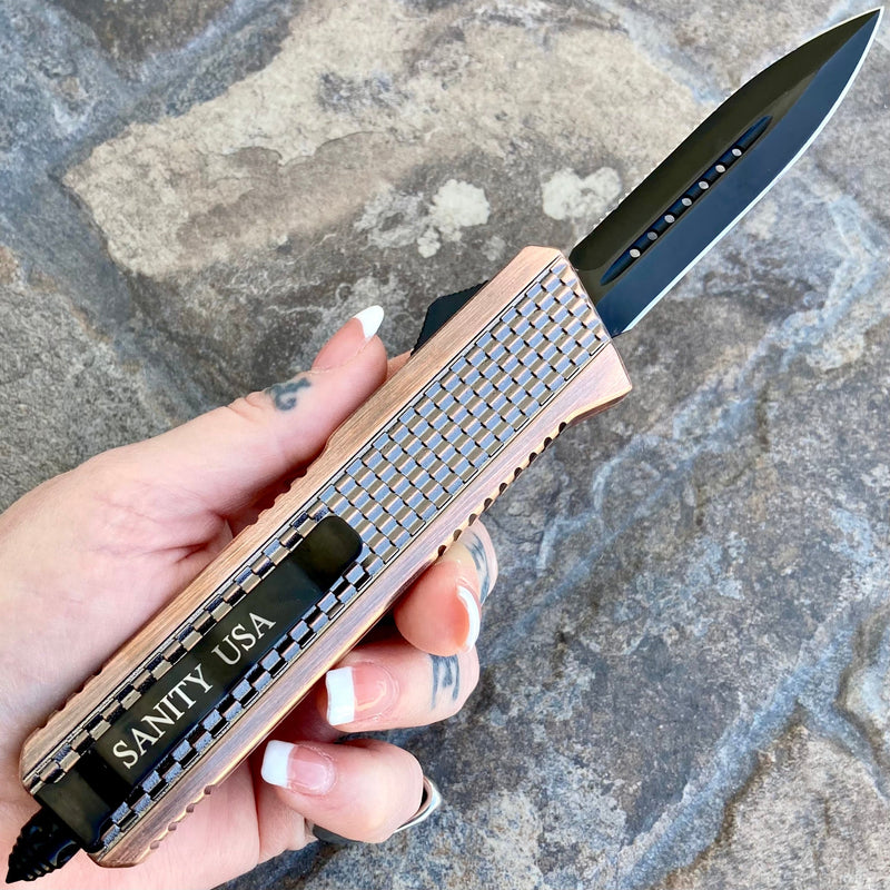 SANITY JEWELRY® D2 Steel 9.5" Frank Nitti Large - "Chicago Series" - Double Sided Serrated Copper - LCOPDSR