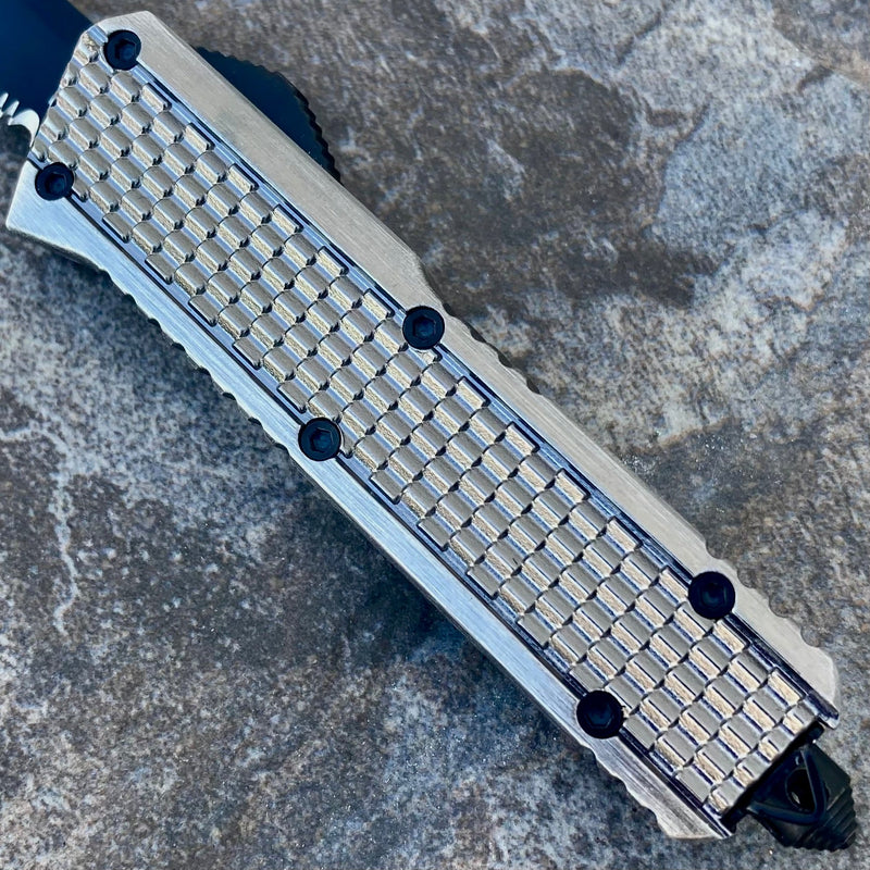 SANITY JEWELRY® D2 Steel 9.5" Frank Nitti Large - "Chicago Series" - Double Sided Serrated Galvanized - LGALDSR