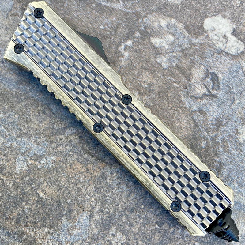 SANITY JEWELRY® D2 Steel 9.5" Frank Nitti Large - "Chicago Series" - Drop Point Brass - LBRADP