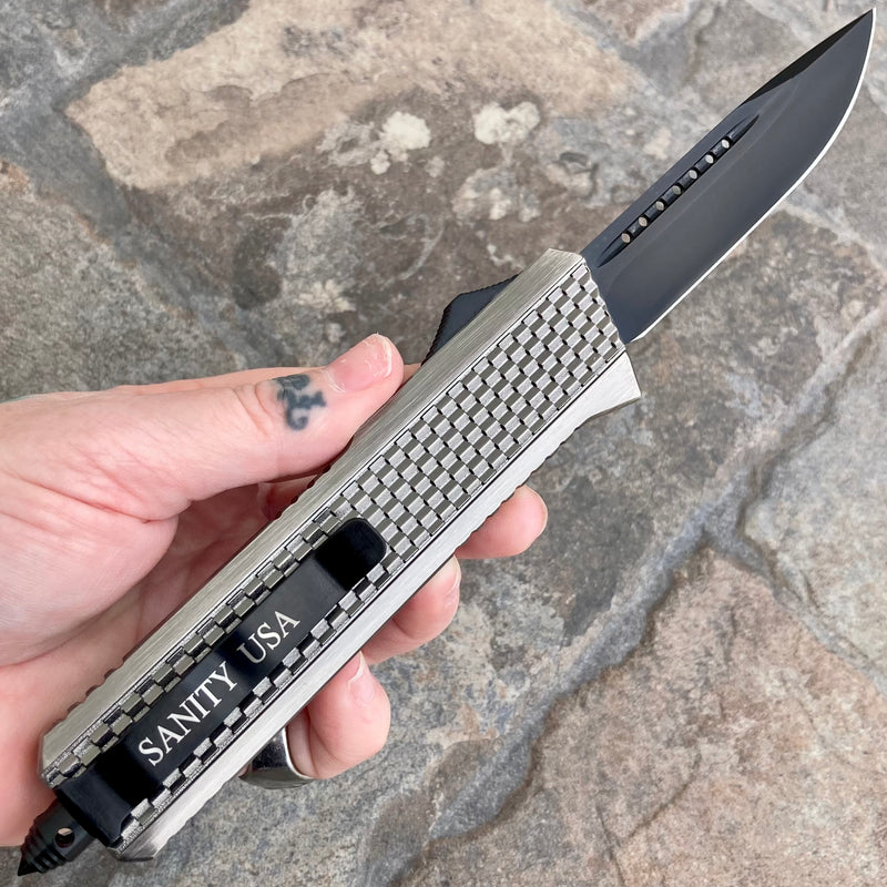 SANITY JEWELRY® D2 Steel 9.5” Frank Nitti Large - "Chicago Series" - Drop Point Galvanized - LGALDP