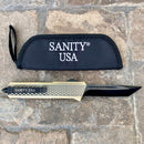 SANITY JEWELRY® D2 Steel 9.5" Frank Nitti Large - "Chicago Series" - Tanto Serrated Brass - LBRATSR