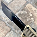 SANITY JEWELRY® D2 Steel 9.5" Frank Nitti Large - "Chicago Series" - Tanto Serrated Brass - LBRATSR