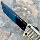 SANITY JEWELRY® D2 Steel 9.5" Frank Nitti Large - "Chicago Series" - Tanto Smooth Brass - LBRATS