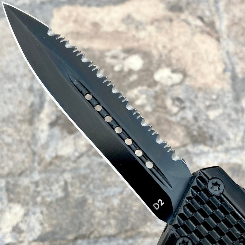 SANITY JEWELRY® D2 Steel 9.5” Frank Nitti Large - "Prohibition Series" - Double Serrated Black - LBLDR