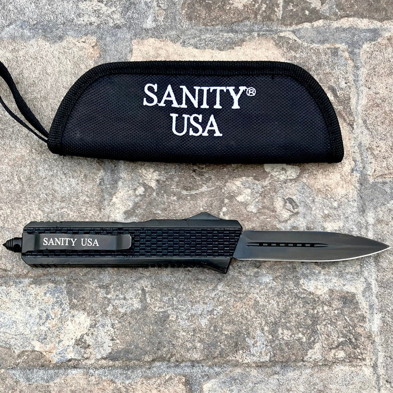 SANITY JEWELRY® D2 Steel 9.5” Frank Nitti Large - "Prohibition Series" - Double Serrated Black - LBLDR