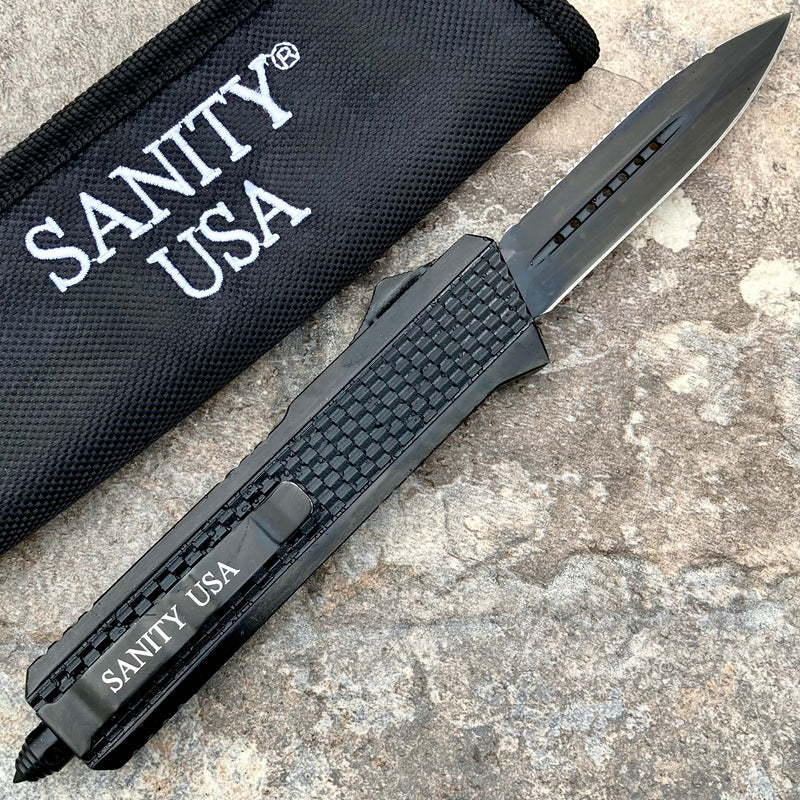 SANITY JEWELRY® D2 Steel 9.5” Frank Nitti Large - "Prohibition Series" - Double Serrated Black - LBLDR