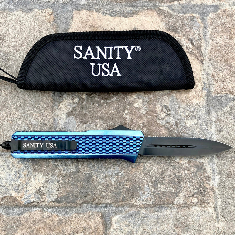 SANITY JEWELRY® D2 Steel 9.5” Frank Nitti Large - "Prohibition Series" - Double Serrated Blue - LBDR