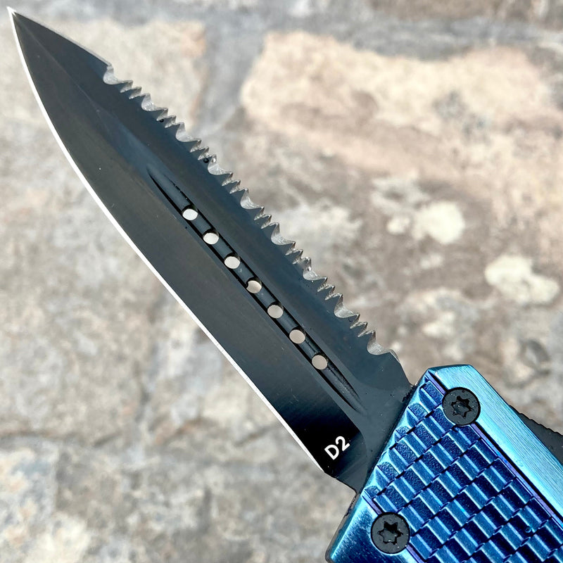 SANITY JEWELRY® D2 Steel 9.5” Frank Nitti Large - "Prohibition Series" - Double Serrated Blue - LBDR