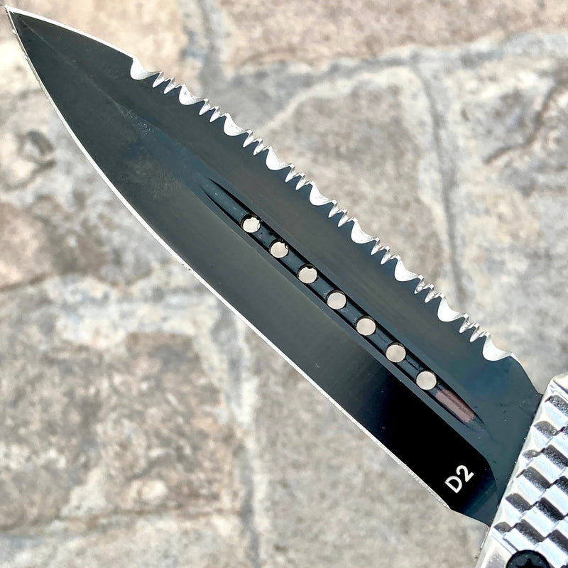 SANITY JEWELRY® D2 Steel 9.5” Frank Nitti Large - "Prohibition Series" - Double Side Serrated Chrome - LCDR