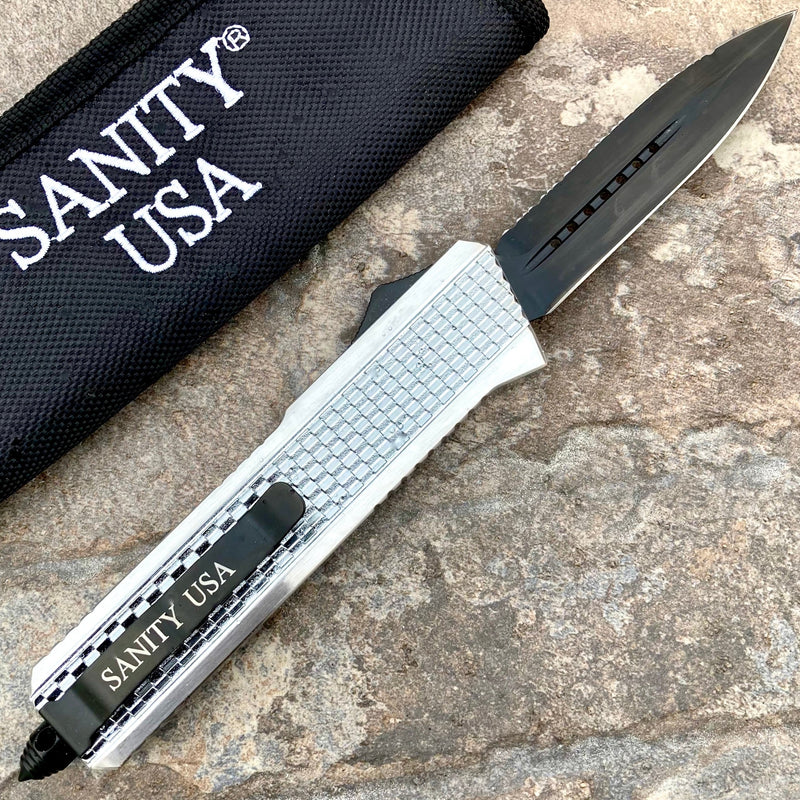 SANITY JEWELRY® D2 Steel 9.5” Frank Nitti Large - "Prohibition Series" - Double Side Serrated Chrome - LCDR