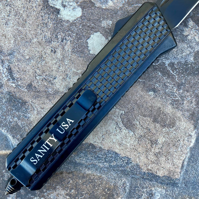 SANITY JEWELRY® D2 Steel 9.5" Frank Nitti Large - "Prohibition Series" - Tanto Serrated Black - LBLTR