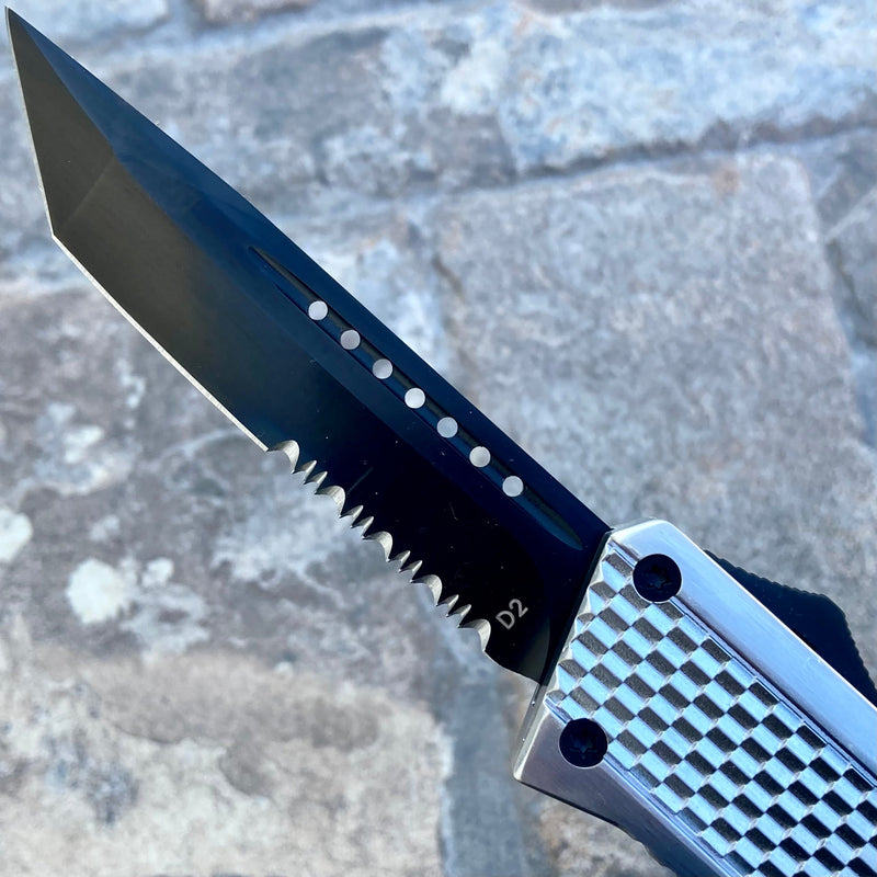 SANITY JEWELRY® D2 Steel 9.5" Frank Nitti Large - "Prohibition Series" - Tanto Serrated Chrome - LCTR