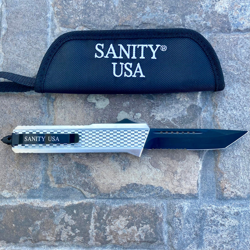 SANITY JEWELRY® D2 Steel 9.5" Frank Nitti Large - "Prohibition Series" - Tanto Serrated Chrome - LCTR