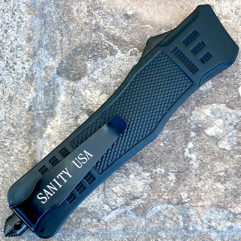 SANITY JEWELRY® D2 Steel 9.5” Frank Nitti Large - "Prohibition Series" - Tanto Smooth Black - LTANTO