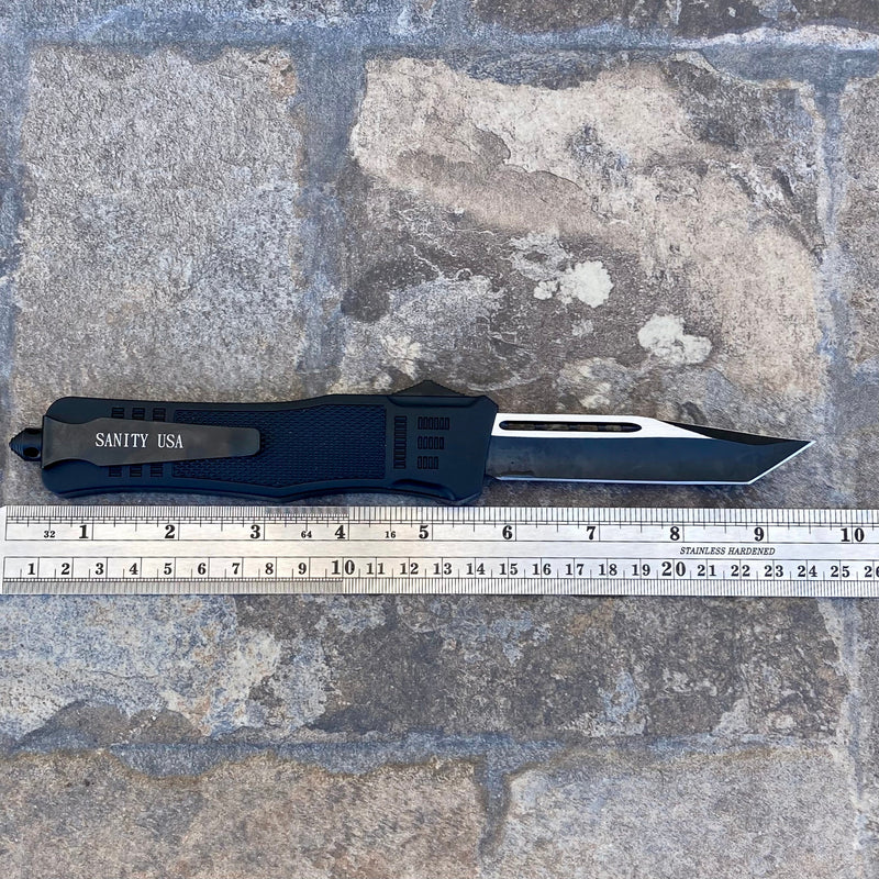 SANITY JEWELRY® D2 Steel 9.5” Frank Nitti Large - "Prohibition Series" - Tanto Smooth Flag - LFTAN