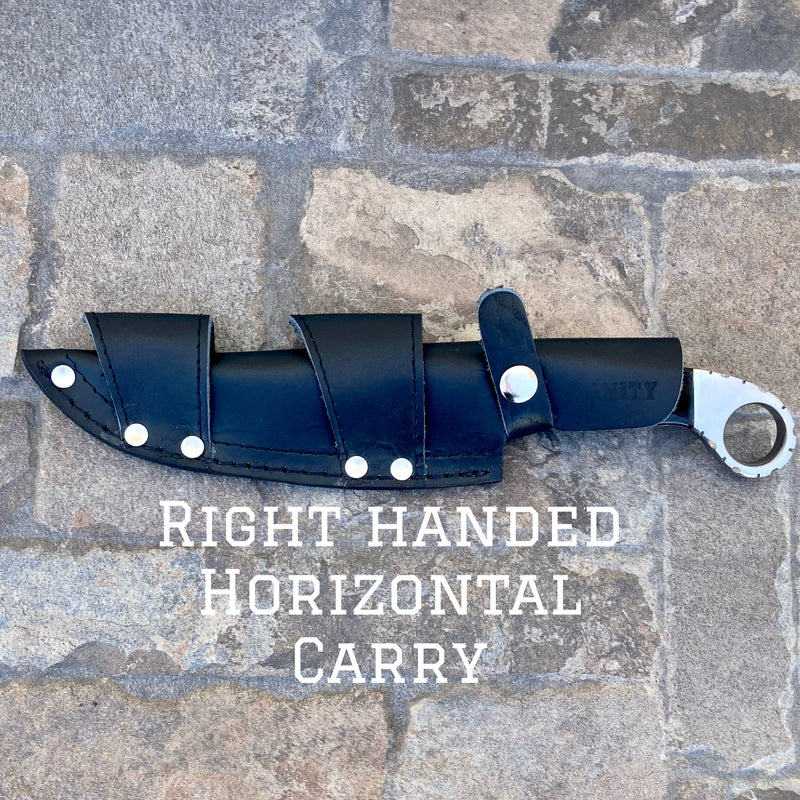 Sanity Jewelry D2 Steel Belt Sheath Right Handed Horizontal 11" Al Capone - Buffalo - D2 Steel - Horizontal & Vertical Carry - ACD201