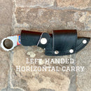 SANITY JEWELRY® D2 Steel Left Handed Horizontal 7.5” Al Capone - Red/White/Blue Wood - D2 Steel - Horizontal & Vertical Carry - A2706