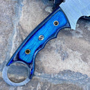 SANITY JEWELRY® Damascus Steel 10" Bumpy Johnson - Blue & Black Wood - Damascus - Horizontal & Vertical Carry - BJ03