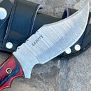 SANITY JEWELRY® Damascus Steel 10" Bumpy Johnson - Red & Black Wood - Damascus - Horizontal & Vertical Carry - BJ04