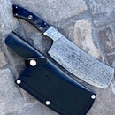 SANITY JEWELRY® Damascus Steel 12" "The Cleaver" William Poole - Black Wood -  Damascus Steel - WP01