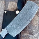 SANITY JEWELRY® Damascus Steel 12" "The Cleaver" William Poole - Black Wood -  Damascus Steel - WP01
