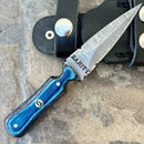 SANITY JEWELRY® Damascus Steel 6” Bonnie & Clyde - Blue & Black Wood - Damascus - Horizontal & Vertical Carry - BC01