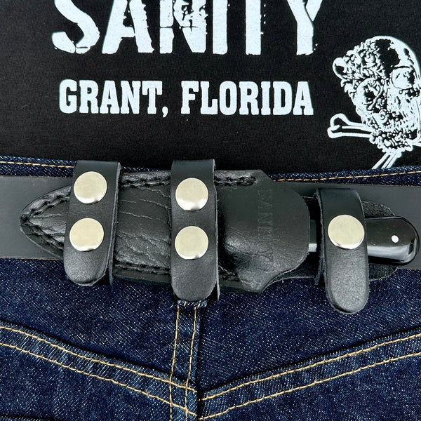 SANITY JEWELRY® Damascus Steel 6” Bonnie & Clyde - Buffalo Horn - Damascus - Horizontal & Vertical Carry - BC05