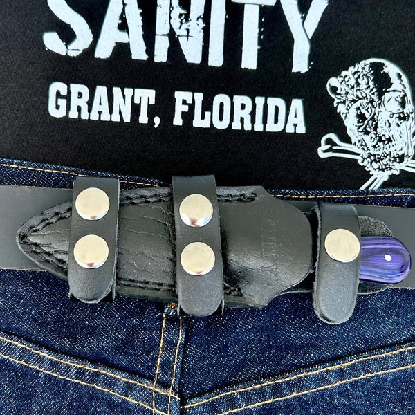 SANITY JEWELRY® Damascus Steel 6” Bonnie & Clyde - Purple Wood - Damascus - Horizontal & Vertical Carry - BC10