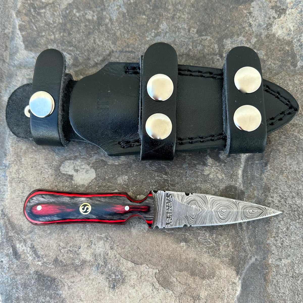 新しい Red - Clyde & Bonnie 6” & Horizontal - Damascus - Wood Black 小物