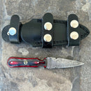 SANITY JEWELRY® Damascus Steel 6” Bonnie & Clyde - Red & Black Wood - Damascus - Horizontal & Vertical Carry - BC02