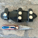 SANITY JEWELRY® Damascus Steel 6” Bonnie & Clyde - Red, White & Blue Wood - Damascus - Horizontal & Vertical Carry - BC04