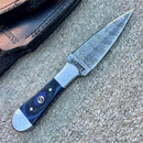 SANITY JEWELRY® Damascus Steel 6” Boot / Vest Steel with Clip - Cole Younger - Black and Blue Handle