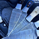 SANITY JEWELRY® Damascus Steel 6” Boot / Vest Steel with Clip - Cole Younger - Black and Blue Handle