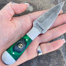 SANITY JEWELRY® Damascus Steel 6” Boot / Vest Steel with Clip - Cole Younger - Green & Black Handle - CY607