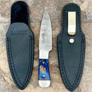SANITY JEWELRY® Damascus Steel 6" Cole Younger - Boot Sheath W/Clip - Skinner Blue & Black - CY04