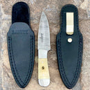 SANITY JEWELRY® Damascus Steel 6" Cole Younger - Boot Sheath W/Clip - Skinner Bone - CYS01