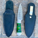 SANITY JEWELRY® Damascus Steel 6" Cole Younger - Boot Sheath W/Clip - Skinner Green & Black - CYS07
