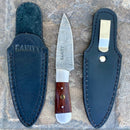 SANITY JEWELRY® Damascus Steel 6" Cole Younger - Boot Sheath W/Clip - Skinner Mahogany - CYS05