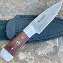 SANITY JEWELRY® Damascus Steel 6" Cole Younger - Boot Sheath W/Clip - Skinner Mahogany - CYS05