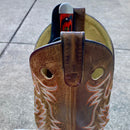 SANITY JEWELRY® Damascus Steel 6" Cole Younger - Boot Sheath W/Clip - Skinner Orange & Black - CYT06