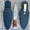 SANITY JEWELRY® Damascus Steel 6" Cole Younger - Boot Sheath W/Clip - Skinner Orange & Black - CYT06