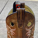 SANITY JEWELRY® Damascus Steel 6" Cole Younger - Boot Sheath W/Clip - Skinner Orange & Black - CYT06