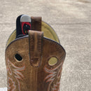 SANITY JEWELRY® Damascus Steel 6" Cole Younger - Boot Sheath W/Clip - Skinner Red & Black - CYS03